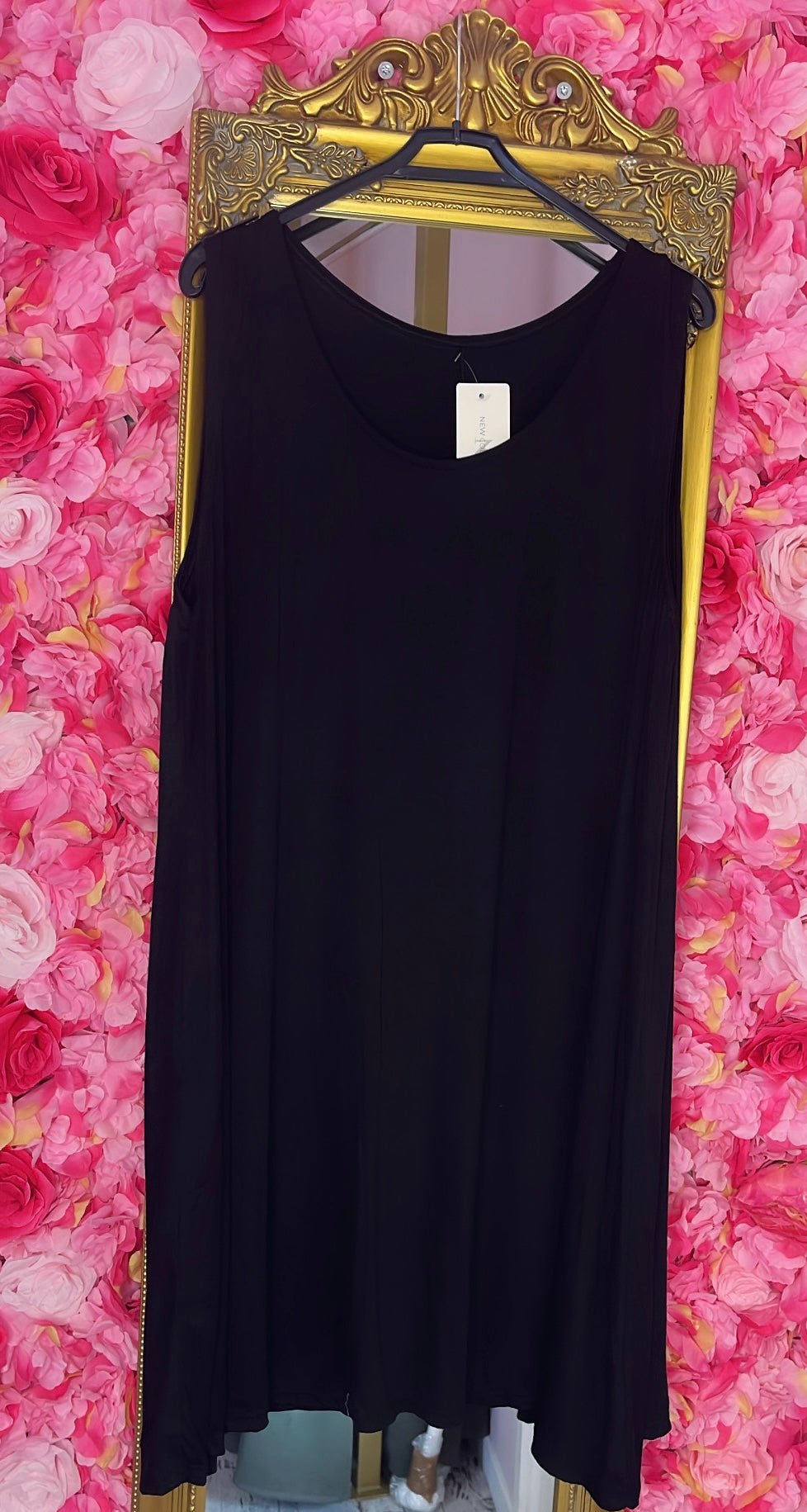 Top Viscose Lang Zwart Plus Size Maat 46 t/m 54-56