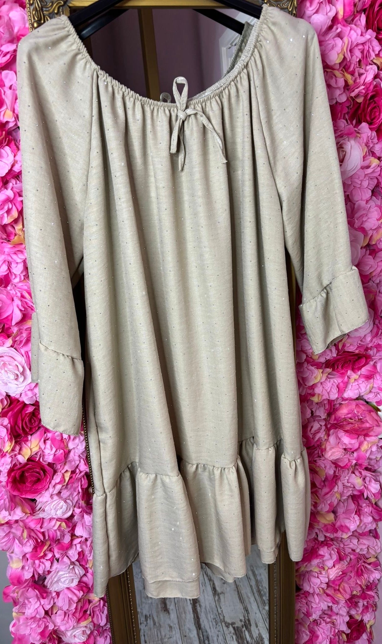 Tuniek Glamour Beige Plus Size maat 46 t/m 54