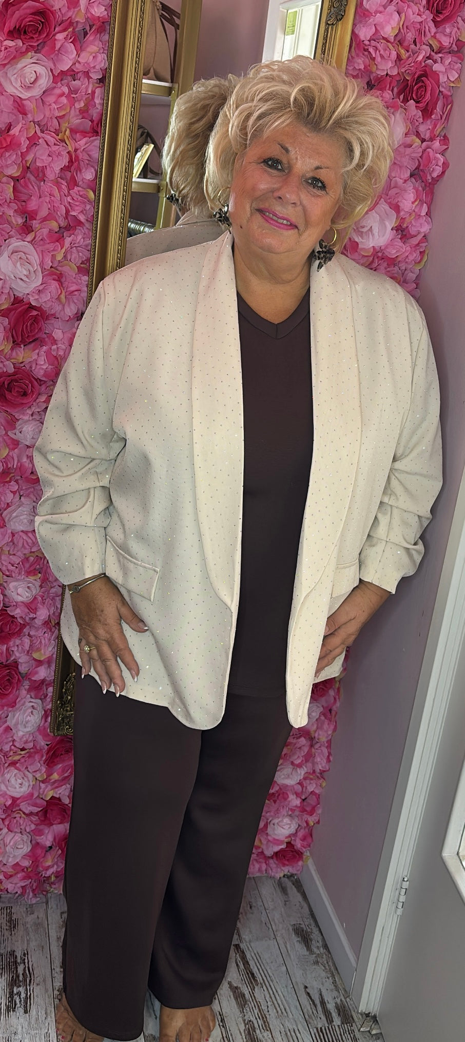 Blazer Happy Diamond XXL Beige Plus Size Maat 46 t/m 52-54