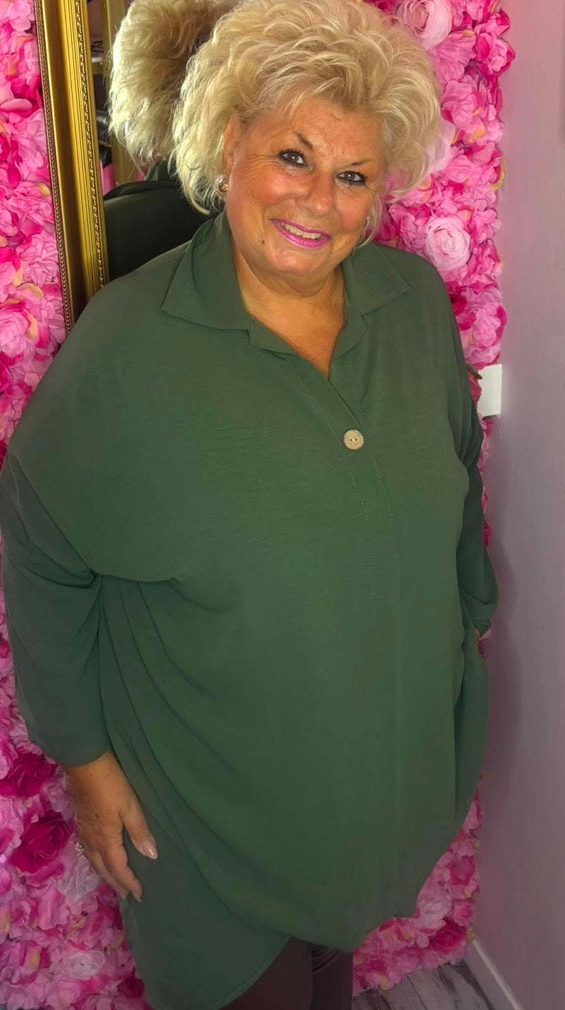 Tuniek Chloe Leger Groen Plus Size Maat 48 t/m 54
