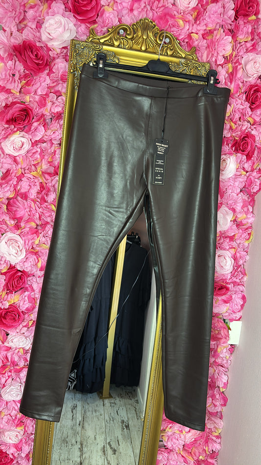 Legging Norfy Leather Look Bruin Maat 36 t/m 46