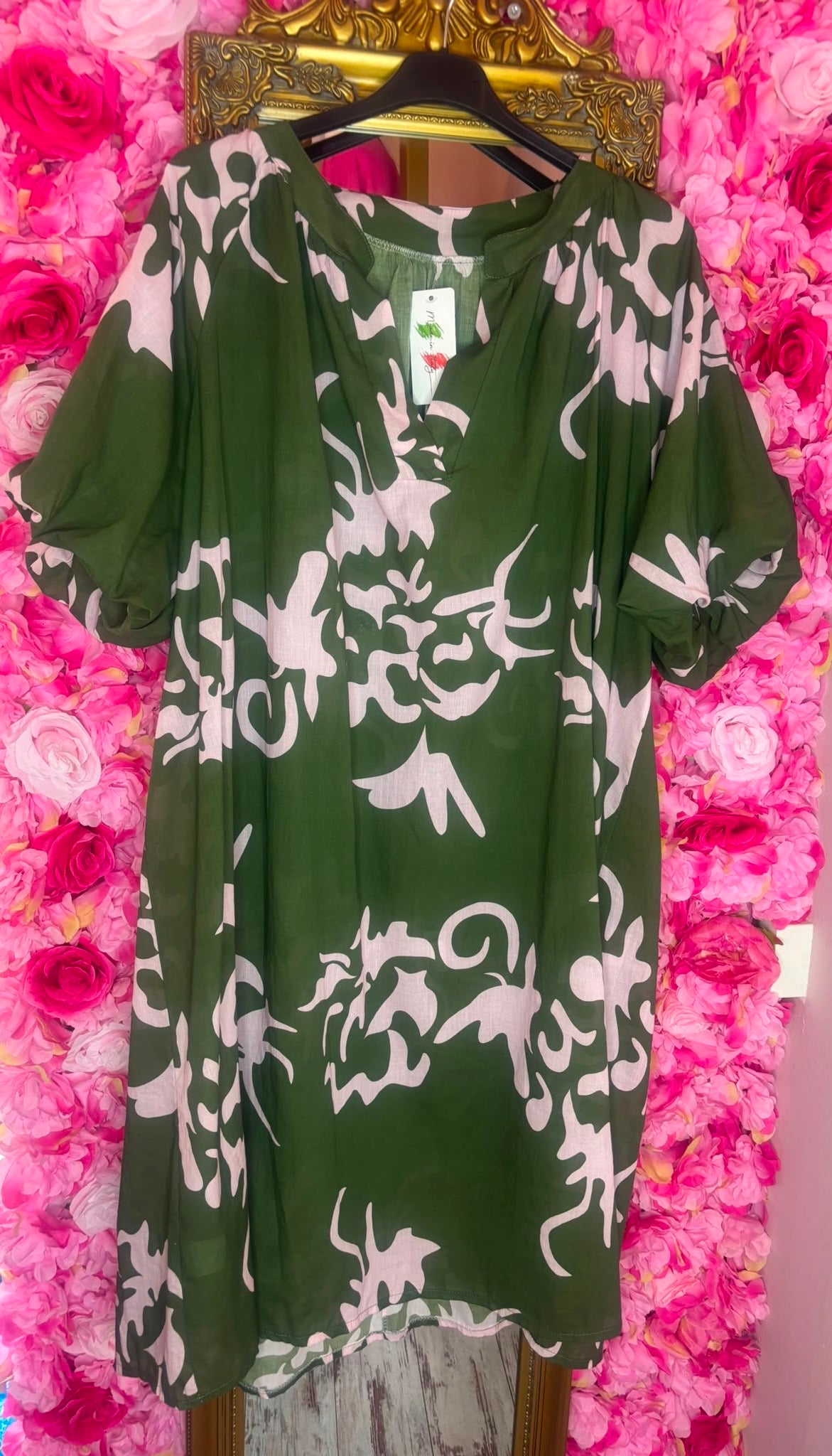 Jurk Pofmouw Chic Leger Groen Plus Size Maat 48 t/m 54