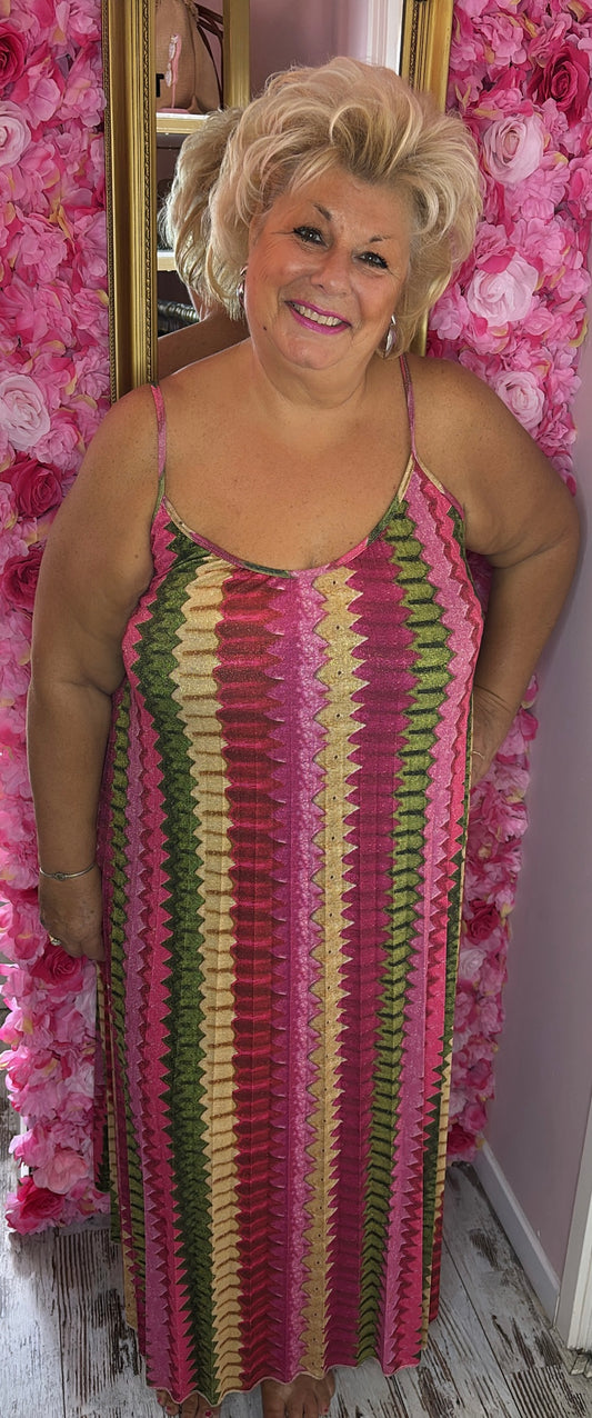 Lange Jurk Kos Fuchsia Plus Size maat 44 t/m 52