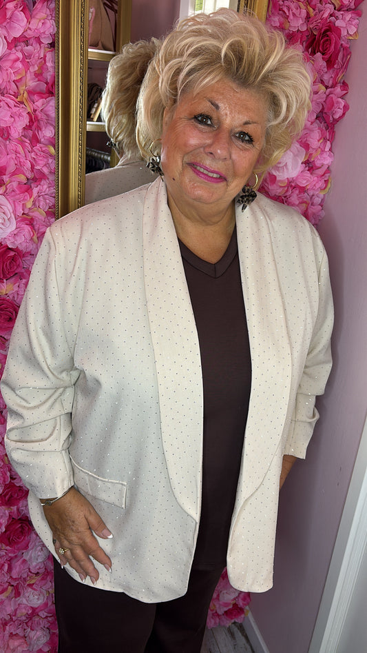 Blazer Happy Diamond XXL Beige Plus Size Maat 46 t/m 52-54