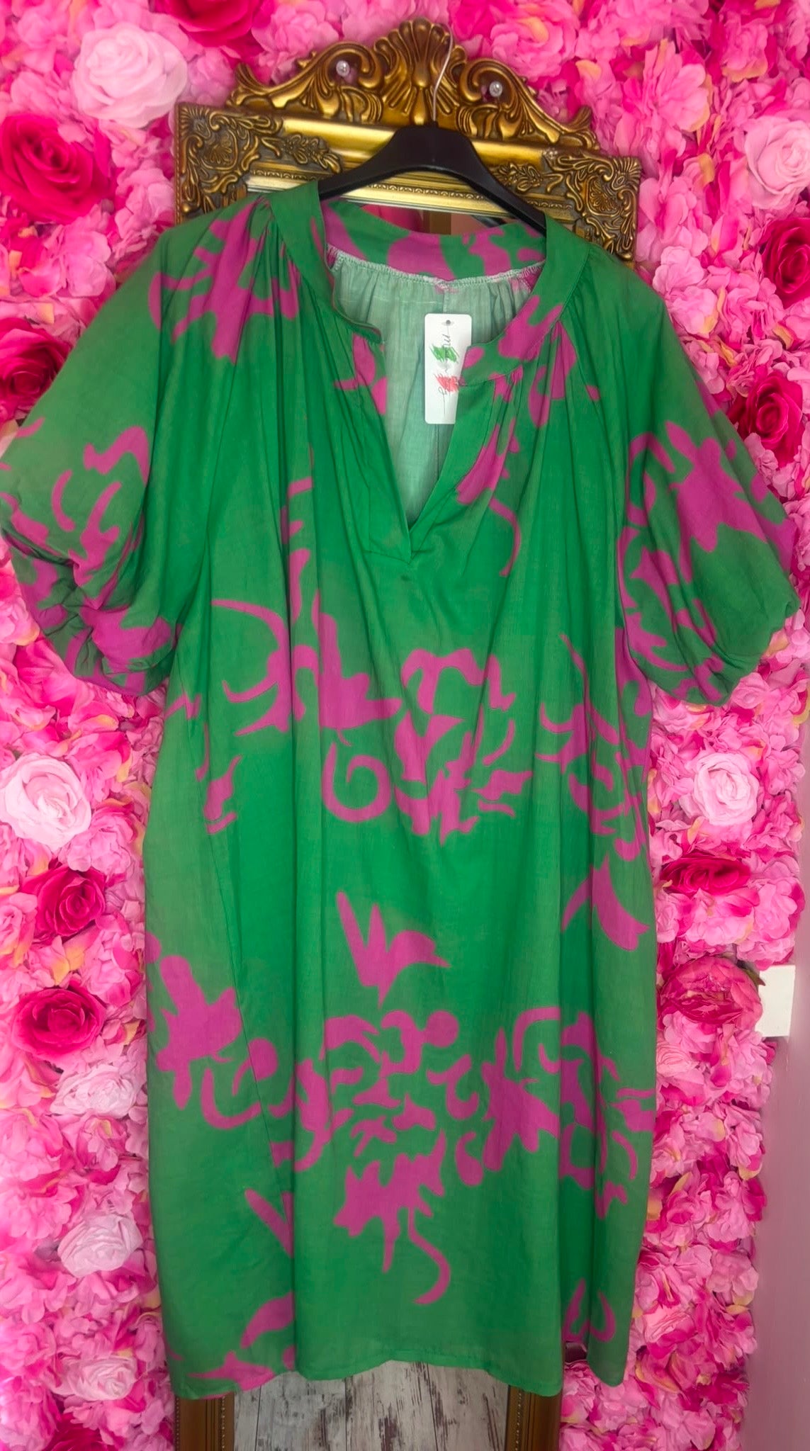 Jurk Pofmouw Chic Guc Groen Plus Size Maat 48 t/m 54