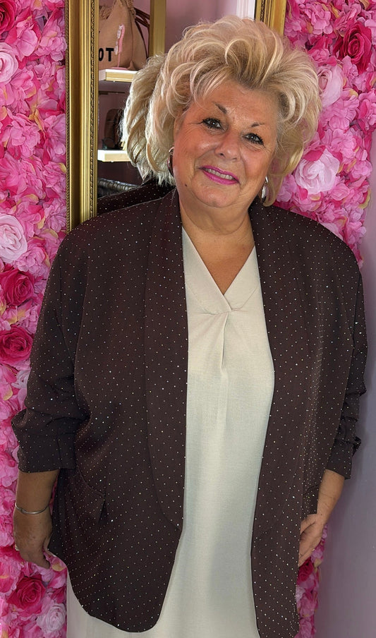 Blazer Happy Diamond XXL Bruin Plus Size Maat 46 t/m 52-54