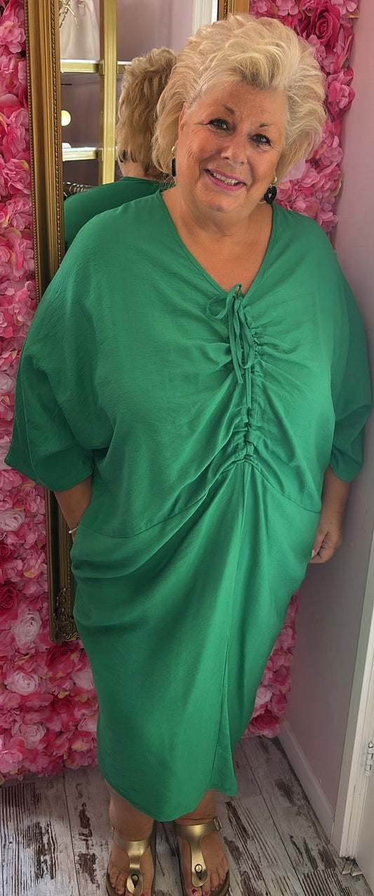 Jurk Viscosa Groen Plus Size Maat 46 t/m 54