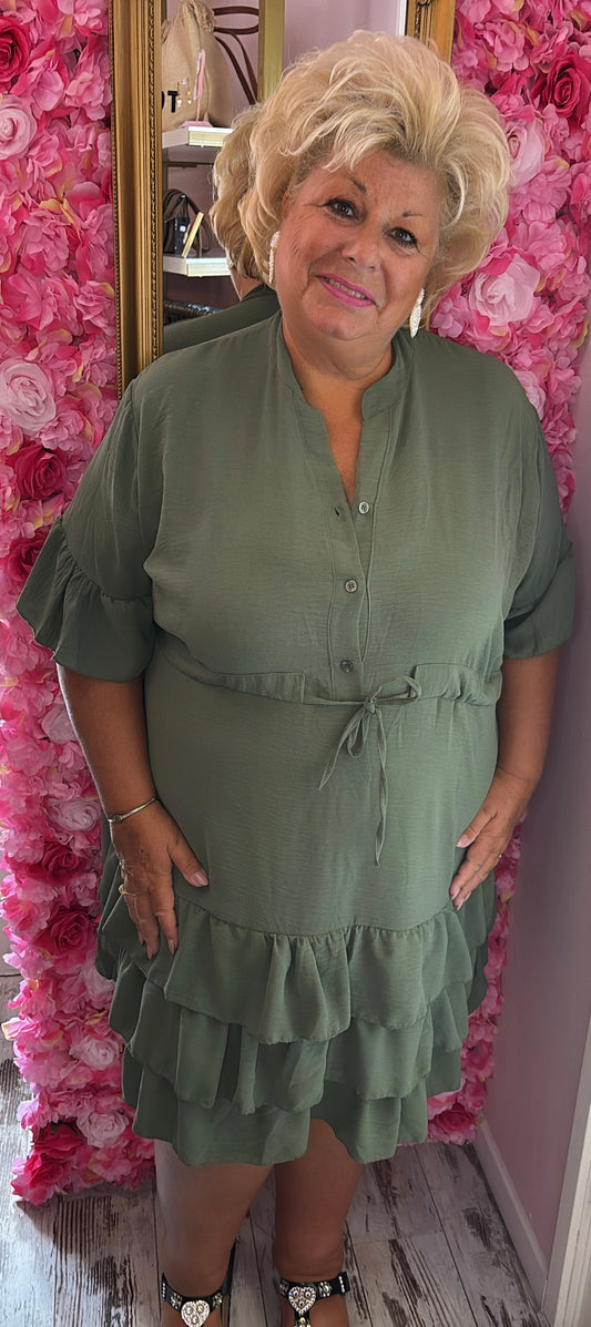 Jurk Marbella Leger Groen Plus Size 48 t/m 54-56