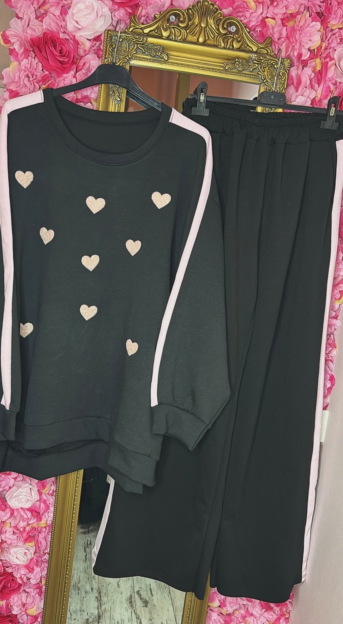 Comfy Set Heart Zwart Plus Size maat 46 t/m 54