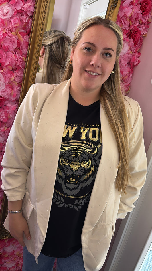 Blazer Happy Diamond Beige Plus Size Maat 44 t/m 50