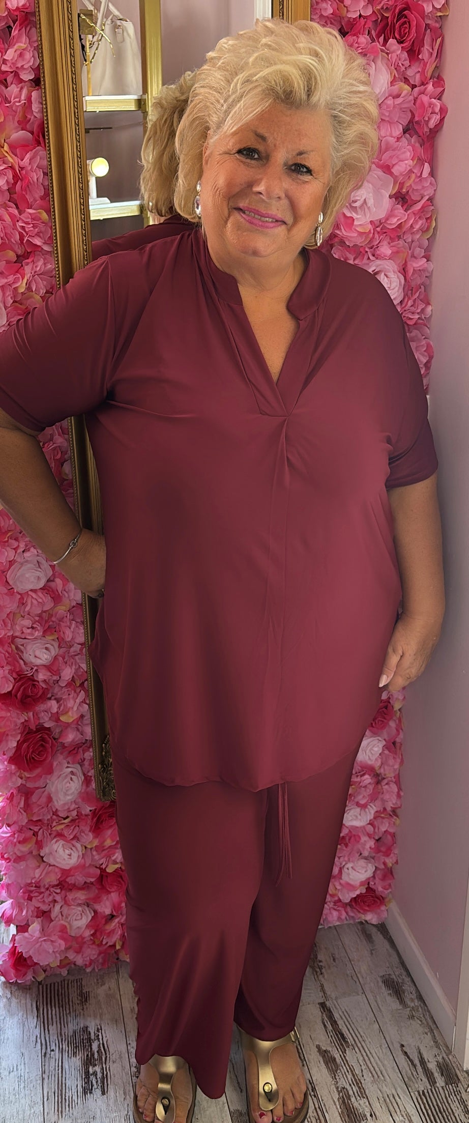 Broek Travel Bordeaux Plus Size maat t/m 54