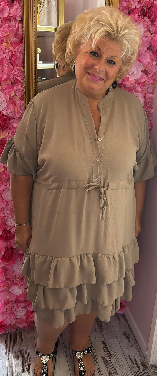 Jurk Marbella Taupe Plus Size 48 t/m 54-56