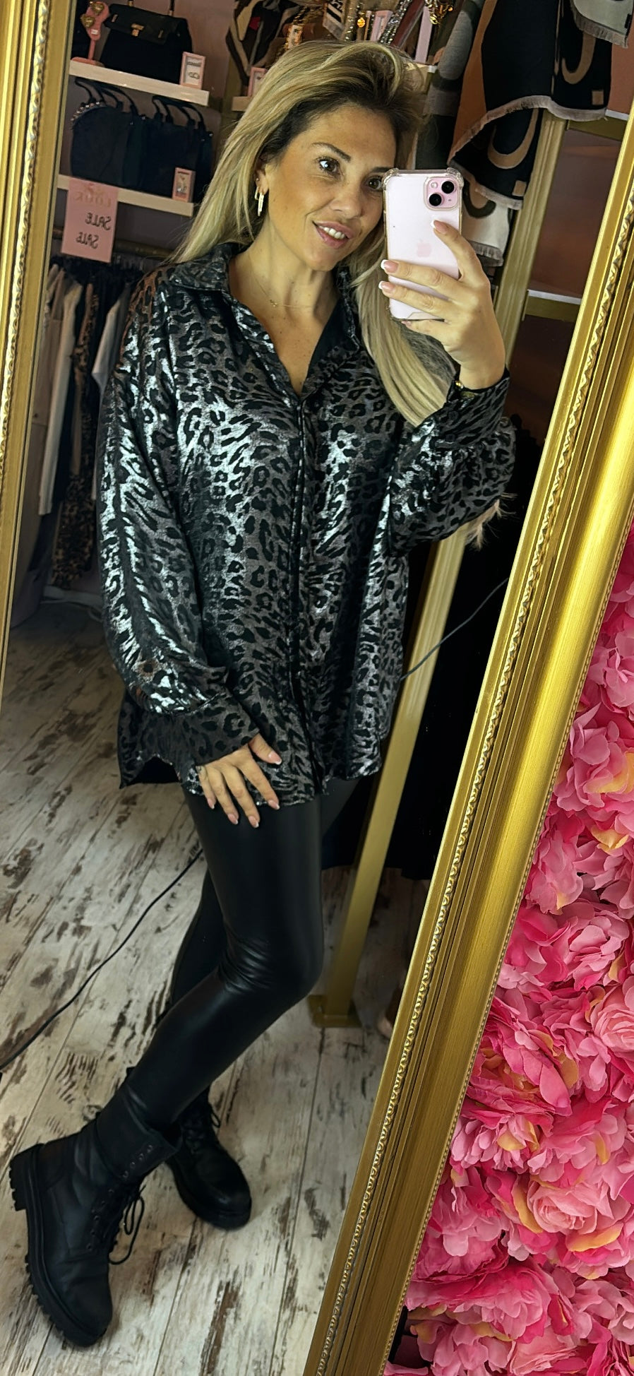 Legging Norfy Leather Look Zwart Maat 36 t/m 46