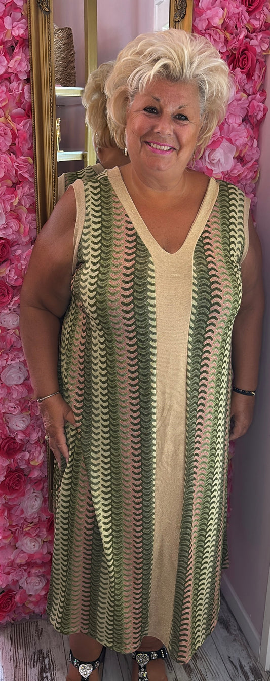 Lange Jurk Beauty Shine Groen Plus Size maat 48 t/m 54-56