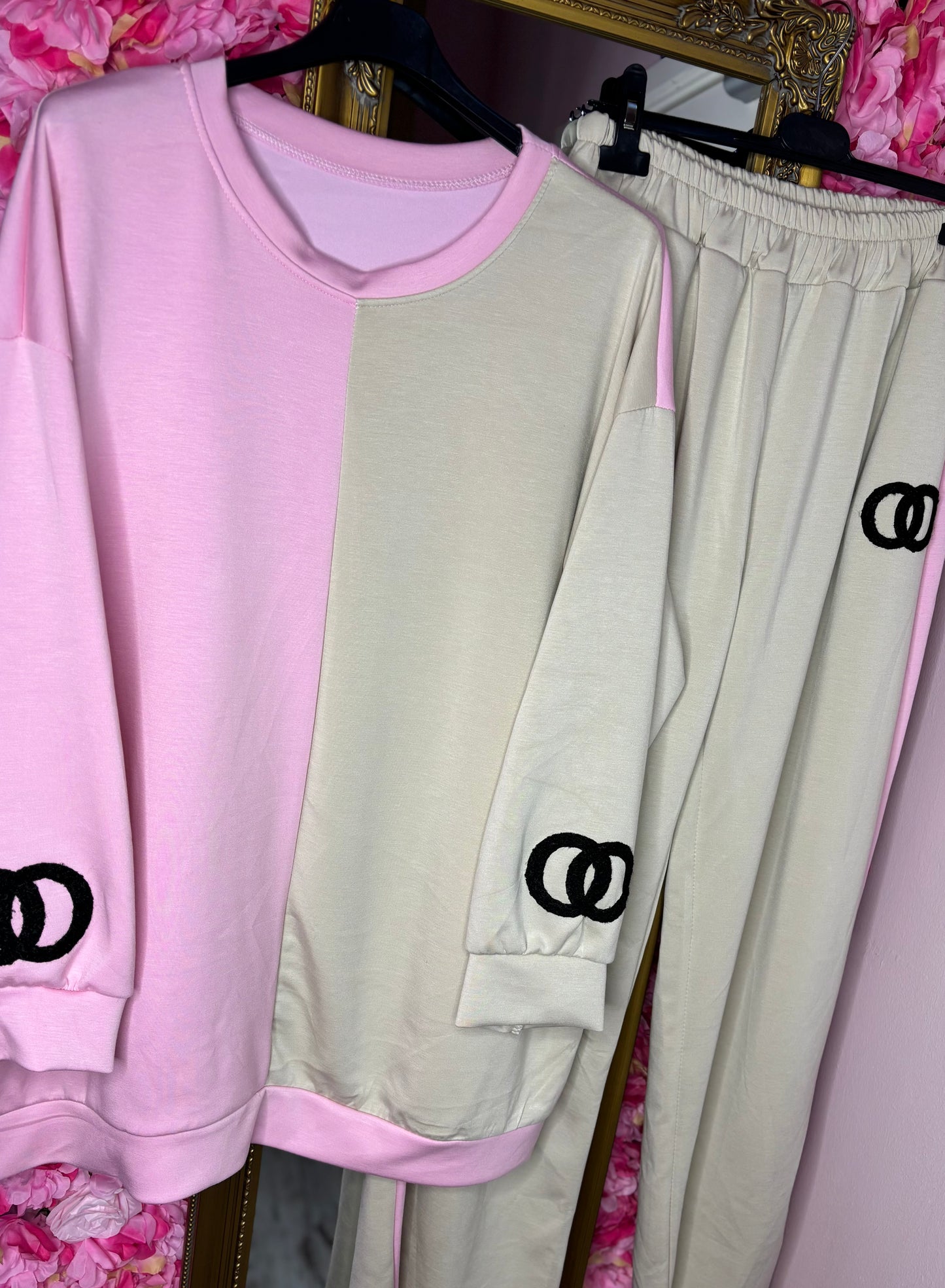 Comfy Set Chantie Beige-Roze Plus Size maat 46 t/m 54