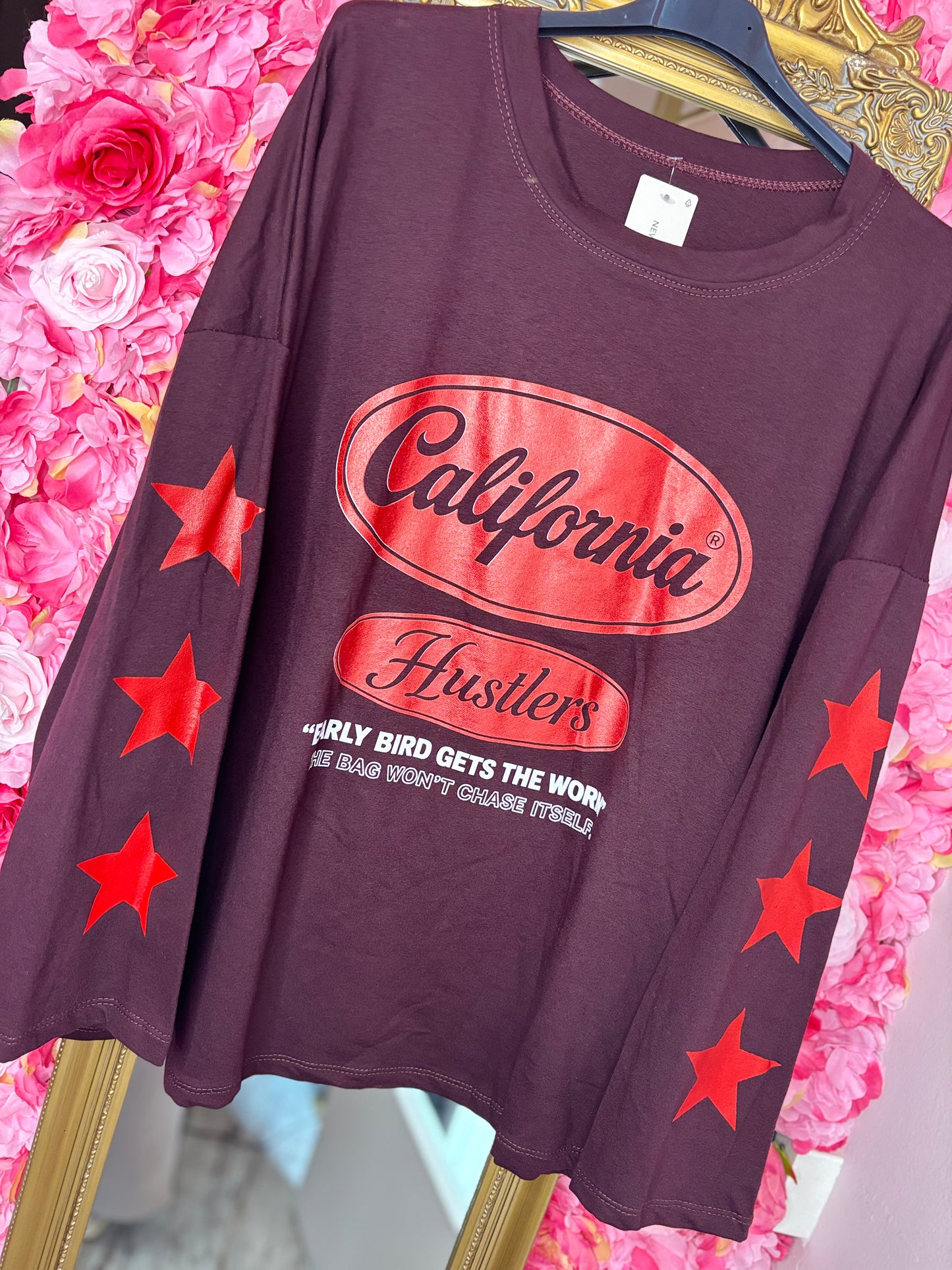 Long Sleeve California Hustler Bordeaux Plus Size Maat 44 t/m 48