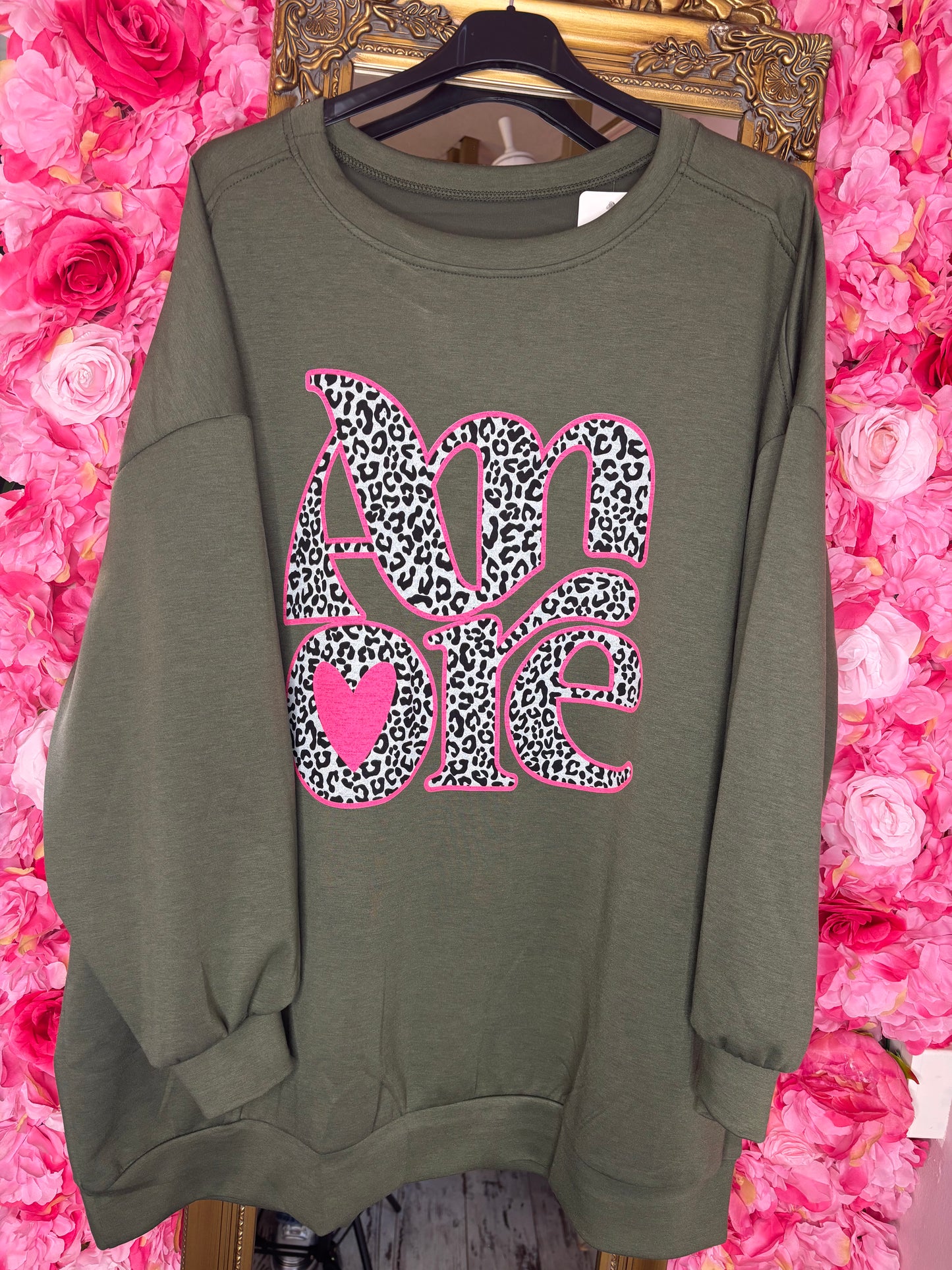 Sweater Amour Leger Groen Plus Size Maat 48 t/m 54