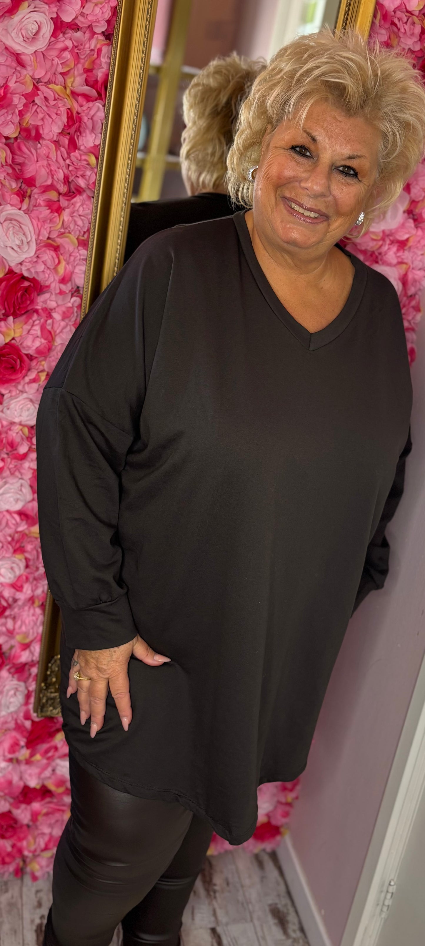 Long Sleeve Basic Bruin Plus Size maat 48 t/m 54