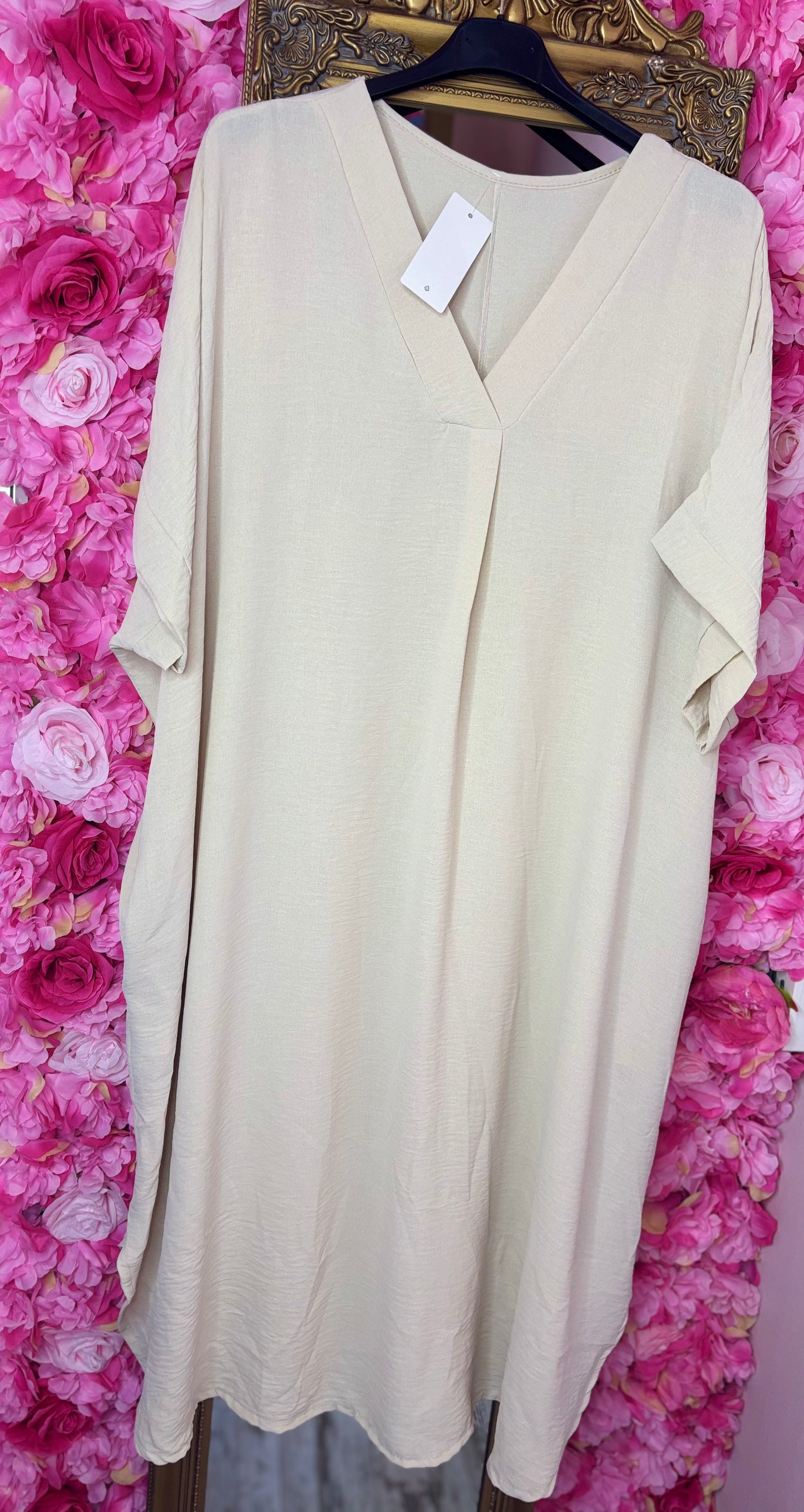 Lange Jurk Summer Beige Maat 48 t/m 54-56