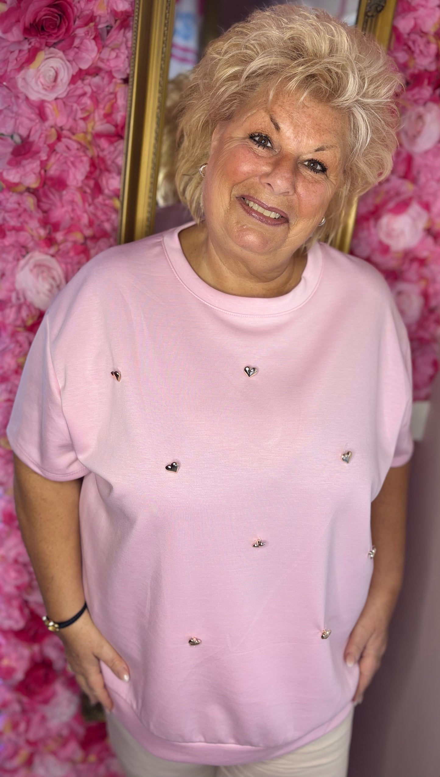 T-shirt Heart Roze Plus Size Maat 48 t/m 54