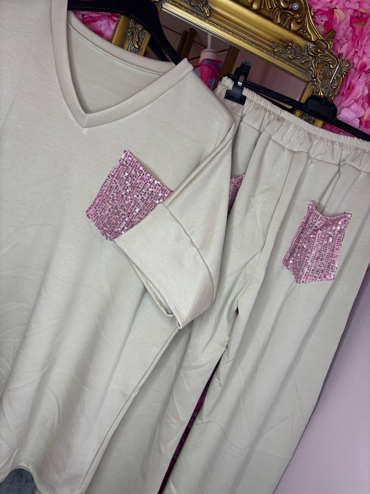 Comfy Set Glitter Beige Plus Size maat 46 t/m 54