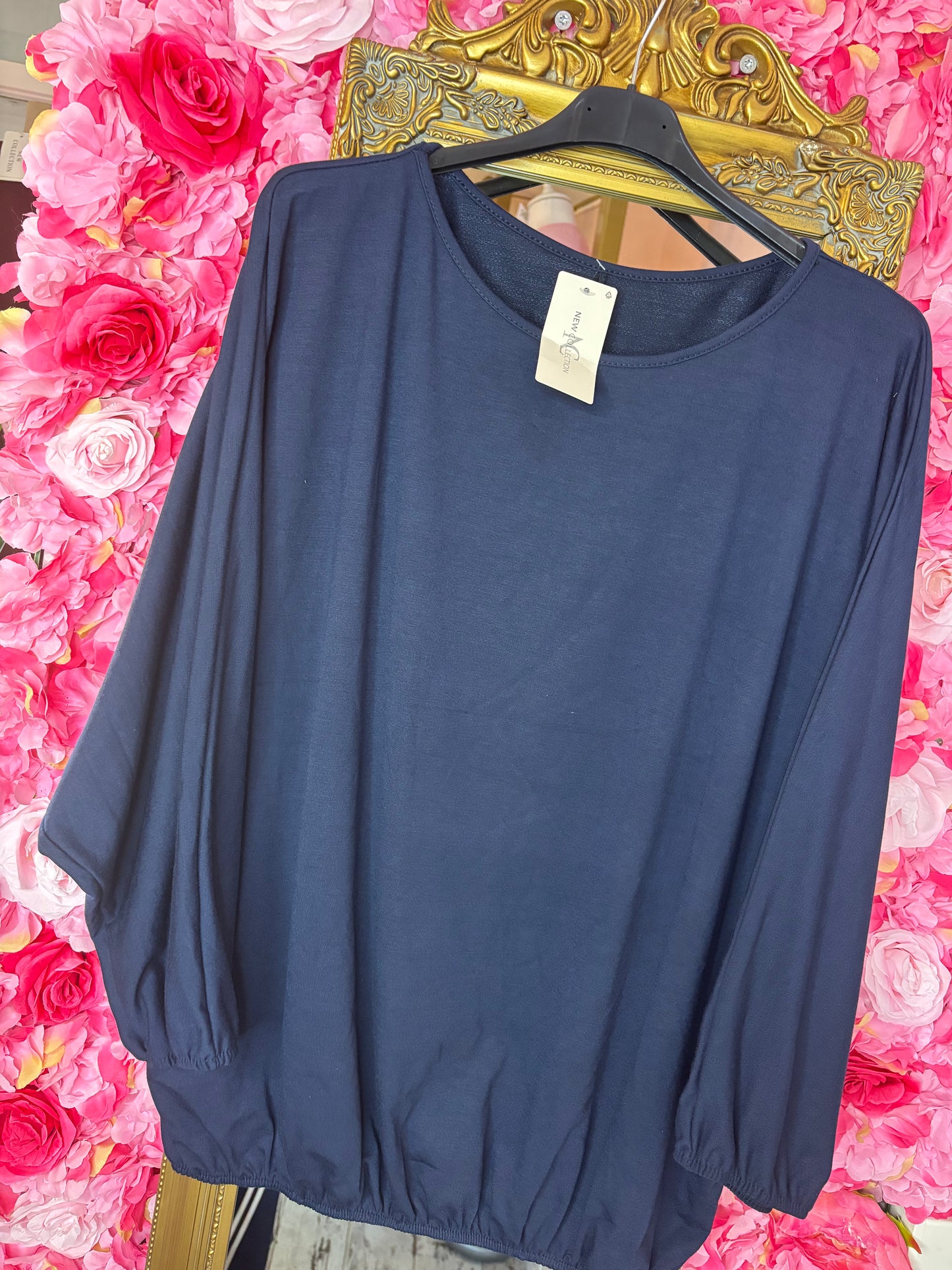 Long Sleeve Balloon Soft Donker Blauw Plus Size maat 46 t/m 50