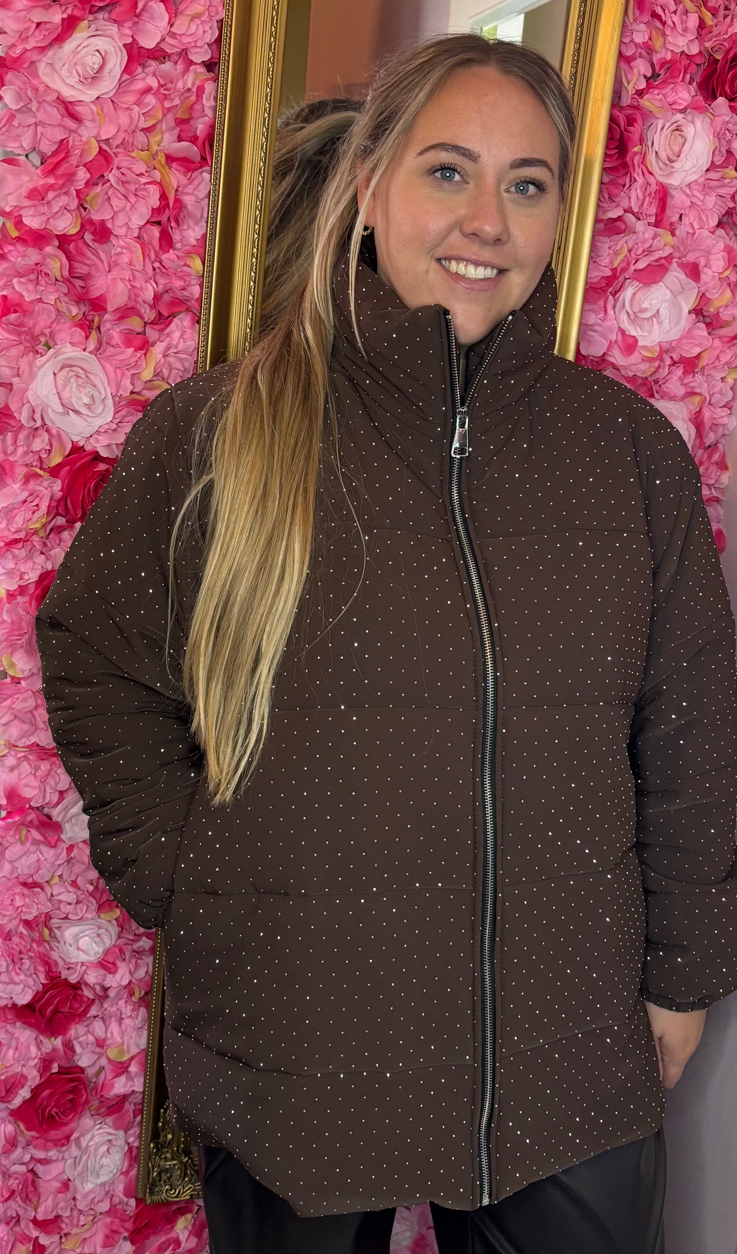 Jas Bling Queen Bruin Plus Size Maat 46 t/m 50