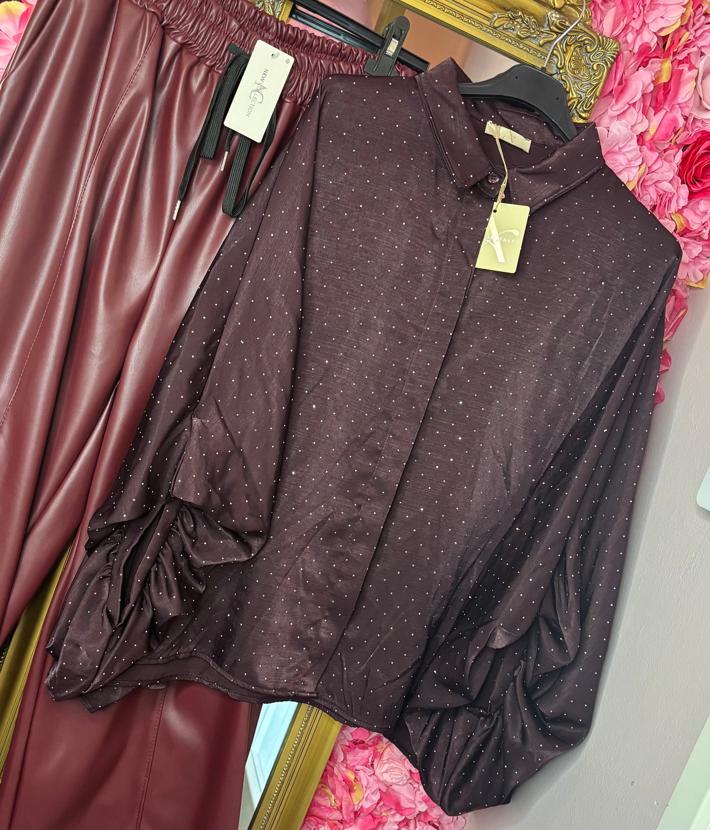 Blouse Shine Butty Bordeaux Plus Size Maat 44 t/m 48-50