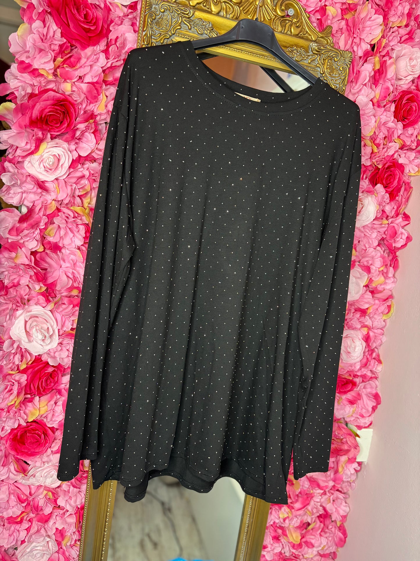 Long Sleeve Daily Glam Zwart Plus Size maat 46 t/m 50