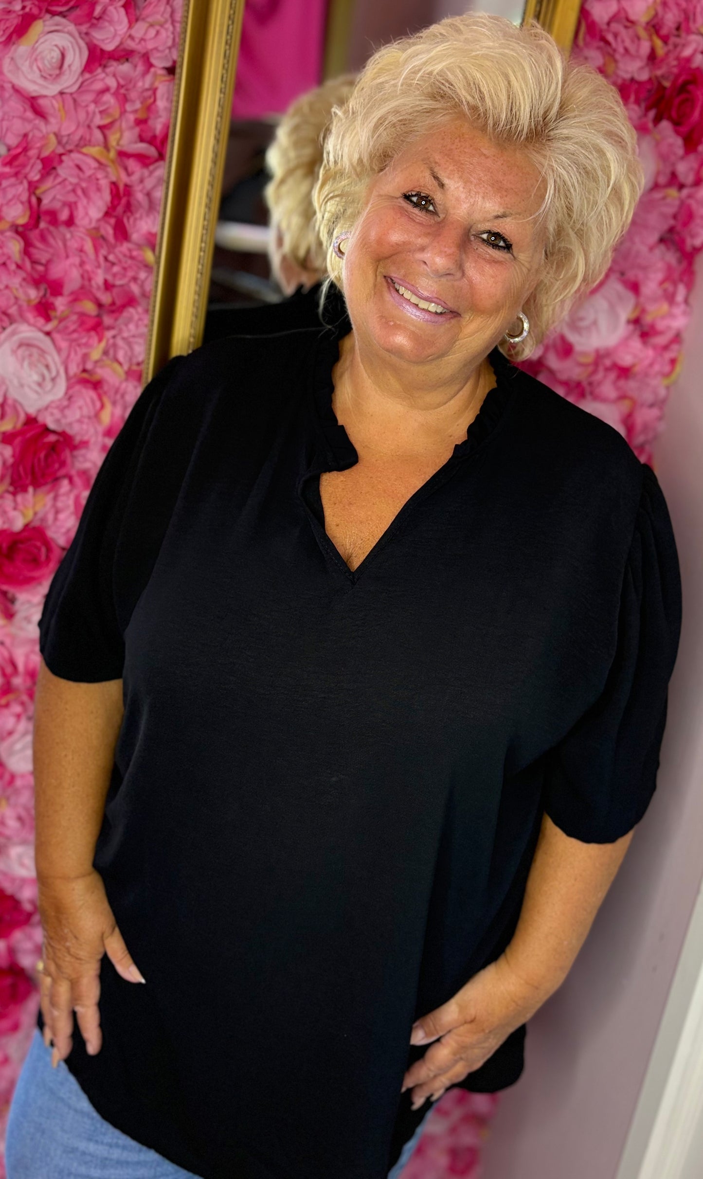 Blouse Fay Zwart Plus Size maat 48 t/m 54