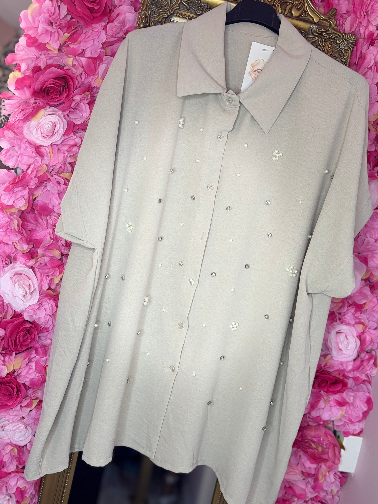 Blouse Parel Beige Plus Size Maat 48 t/m 54