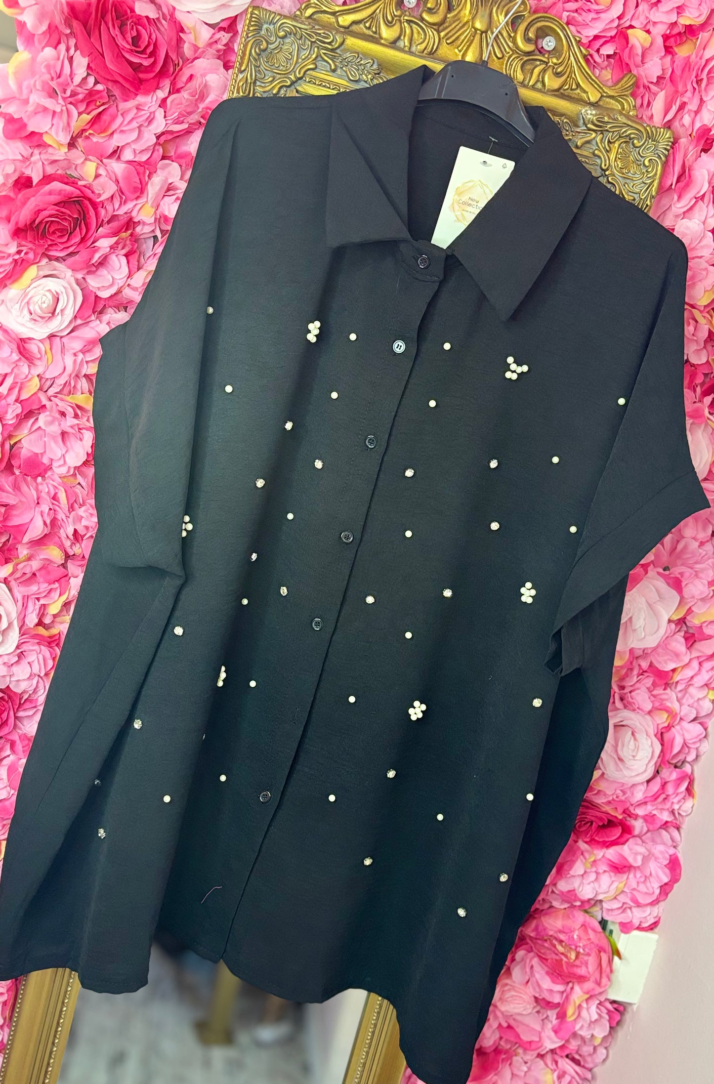 Blouse Parel Zwart Plus Size Maat 48 t/m 54