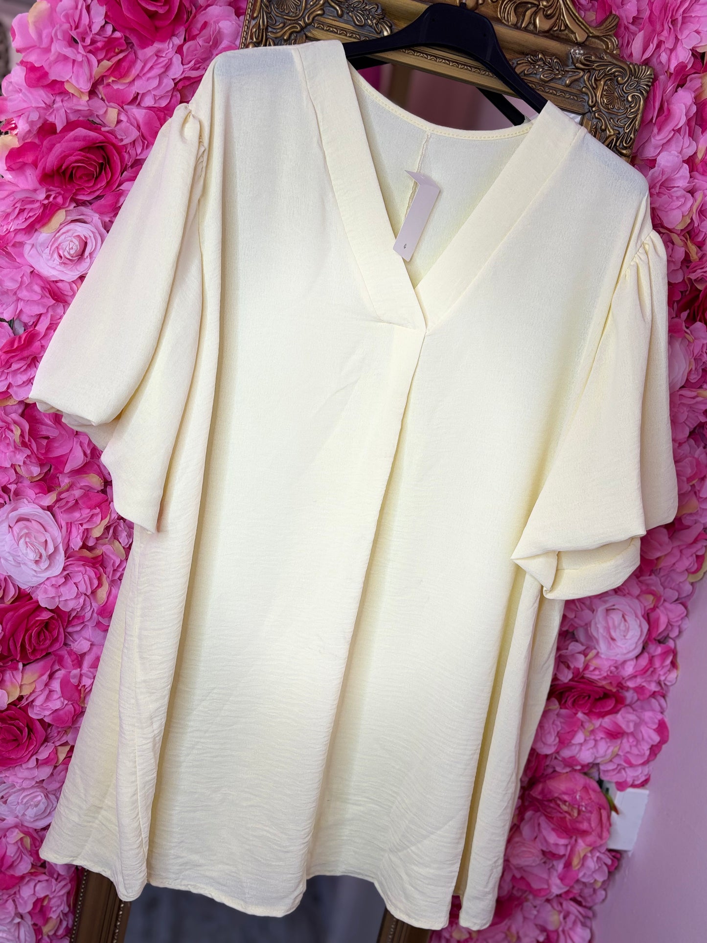 Blouse Pof Mouw Geel Plus Size maat 48 t/m 54