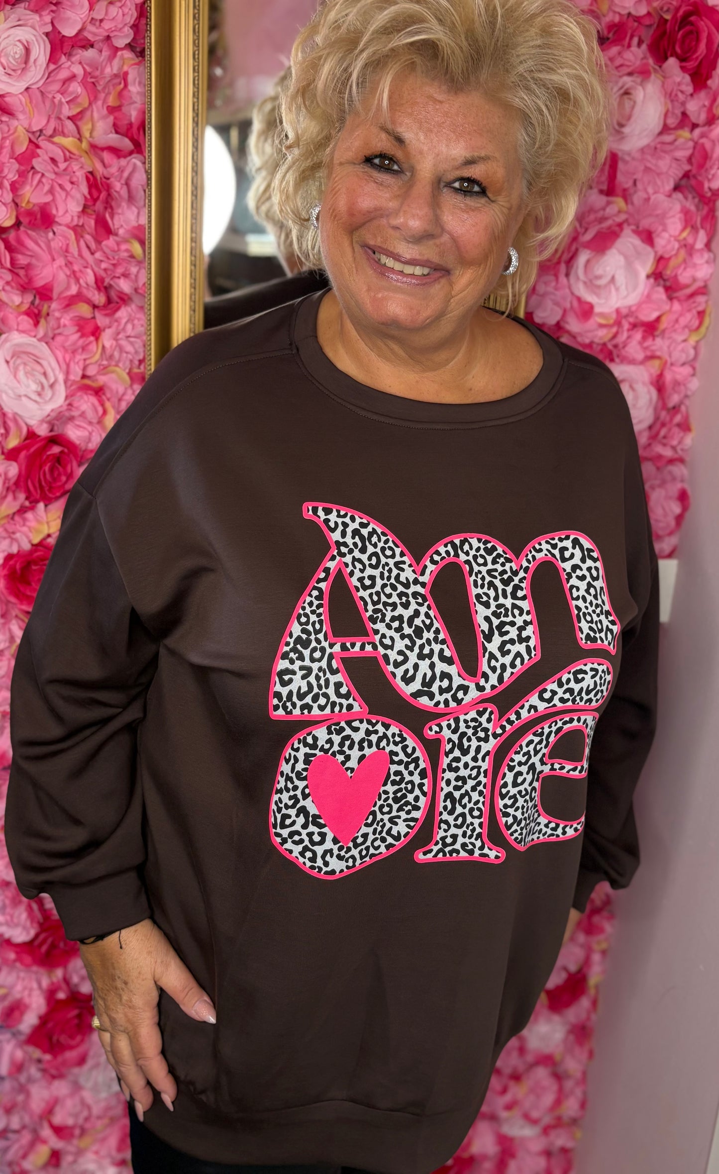 Sweater Amour Bruin Plus Size Maat 48 t/m 54