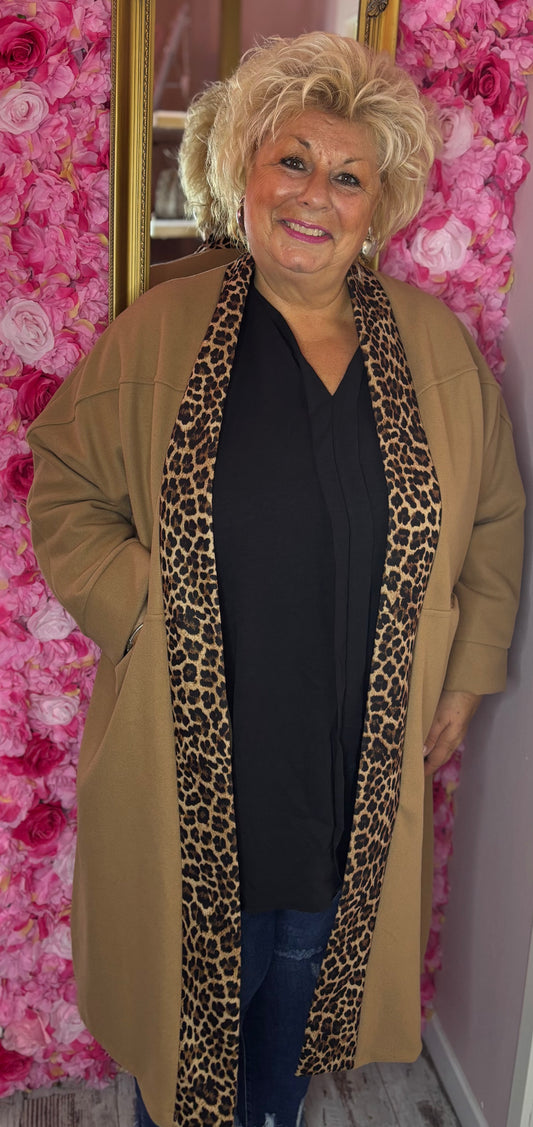 Tussen Jas Lolla Camel Plus Size Maat 50 t/m 58