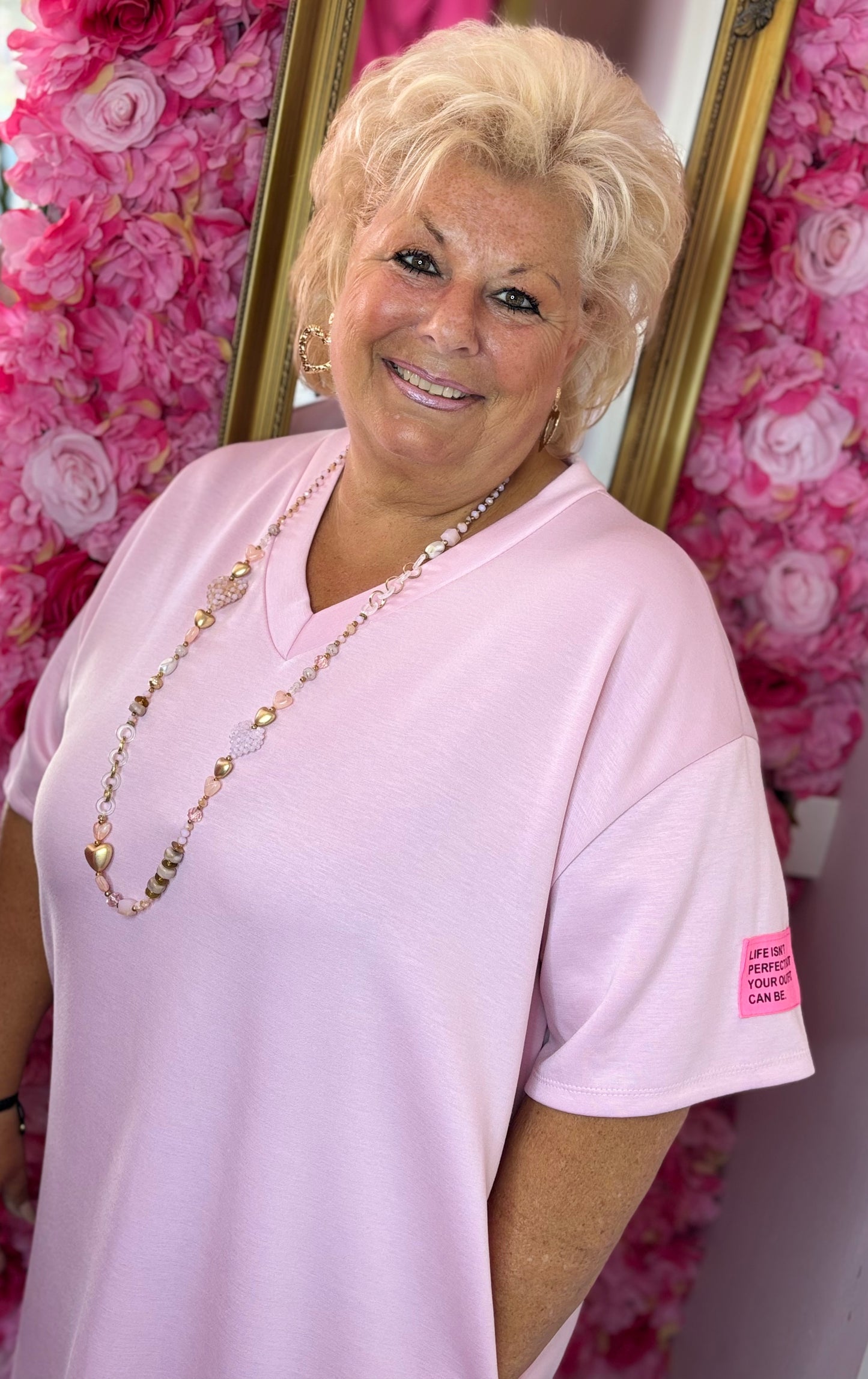 Lange Jurk Perfect Licht Roze Maat 48 t/m 54-56