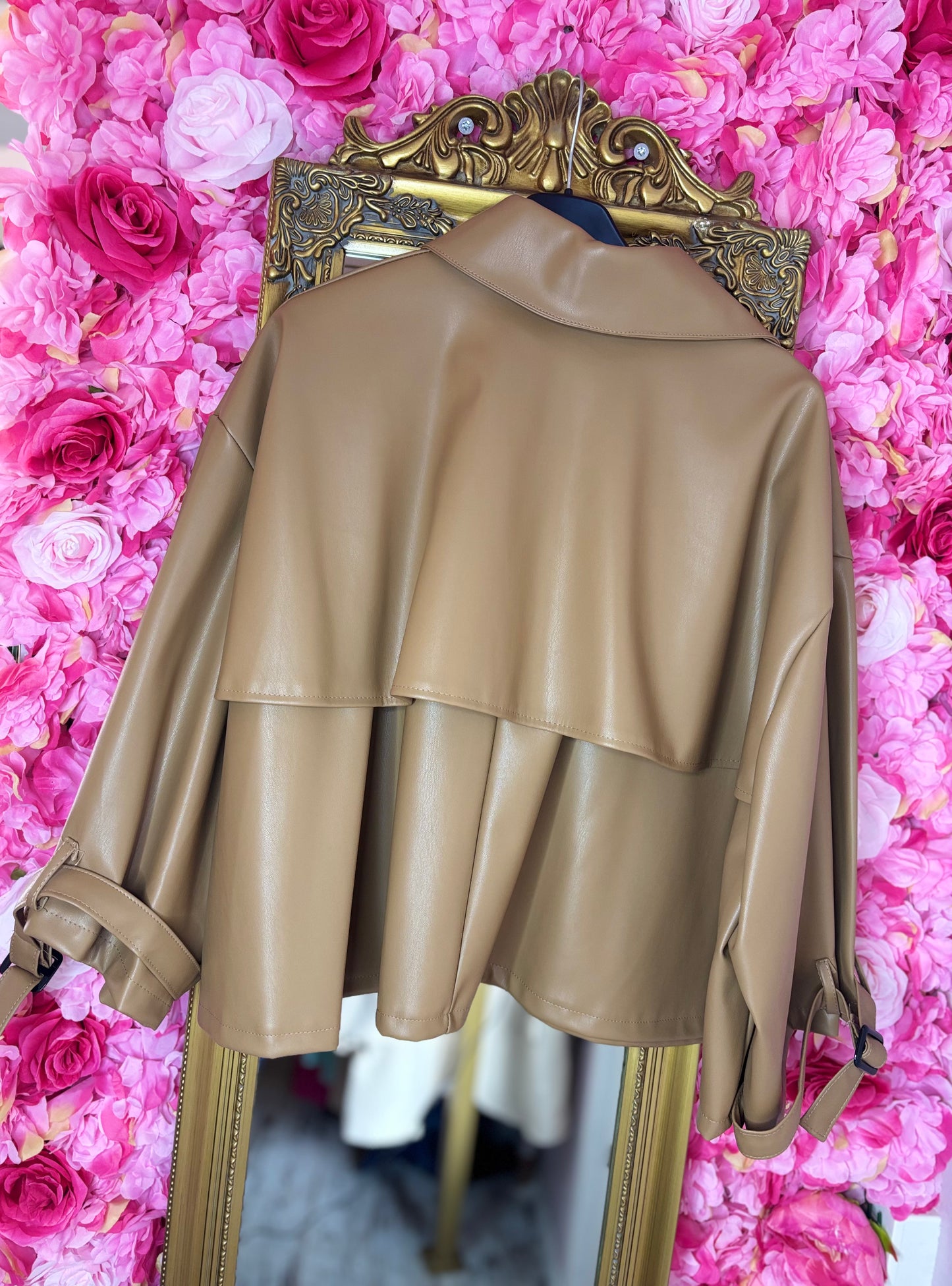 Leather Look Jas Chanel Camel Plus Size Maat 44 t/m 52