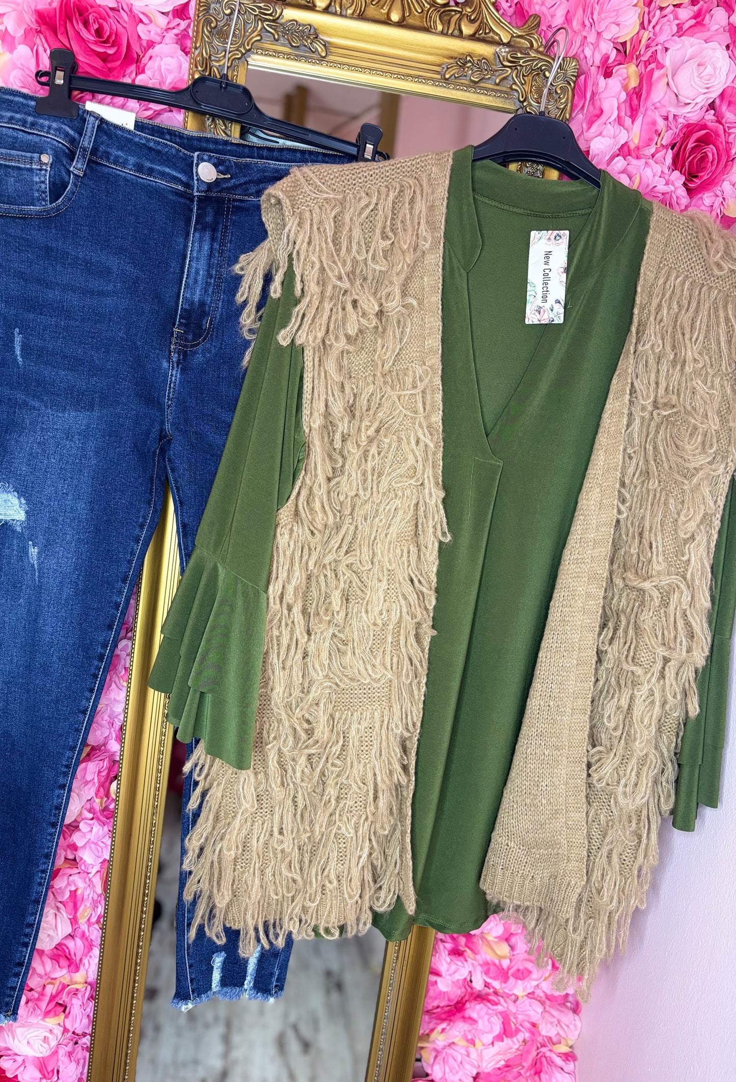 Mouwloos Vest Fluff Beige Plus size Maat 44 t/m 52-54