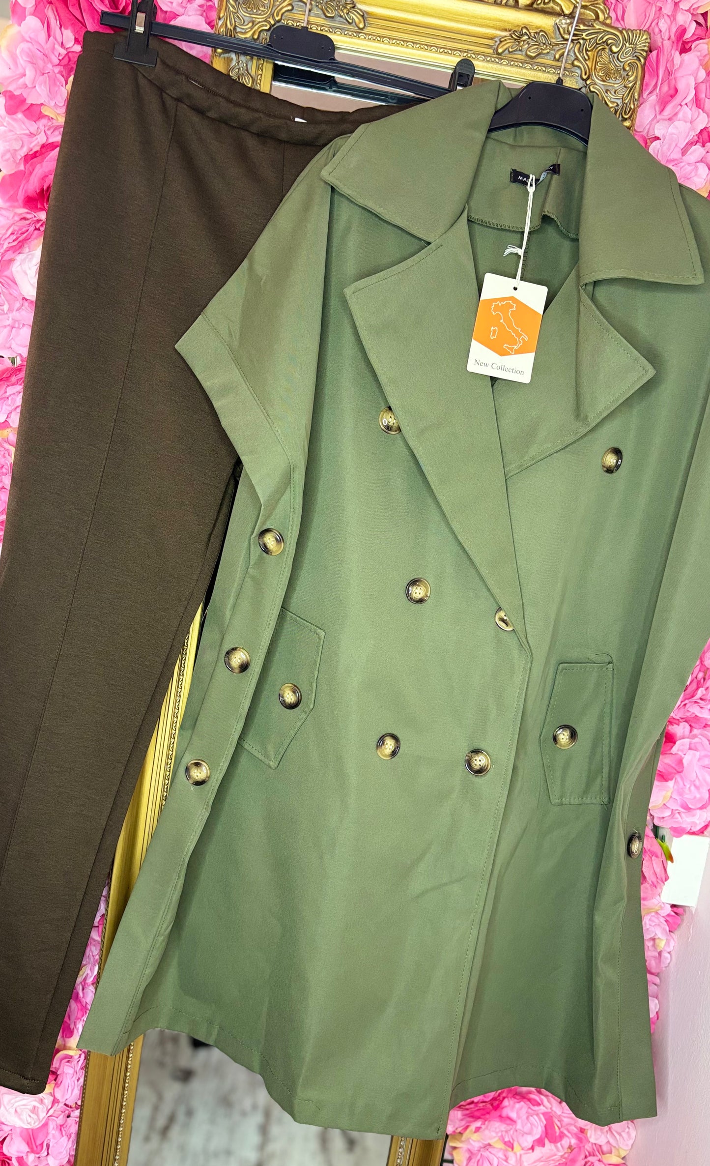 Gilet Cargo Long Leger Groen Plus Size Maat 44 t/m 52