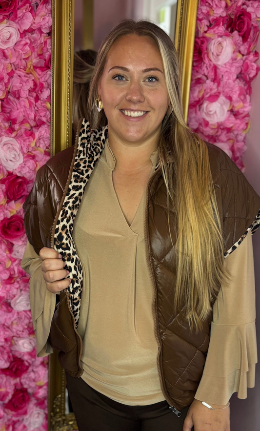 Bodywarmer Two Bruin Plus Size Maat 42 t/m 48(dicht)