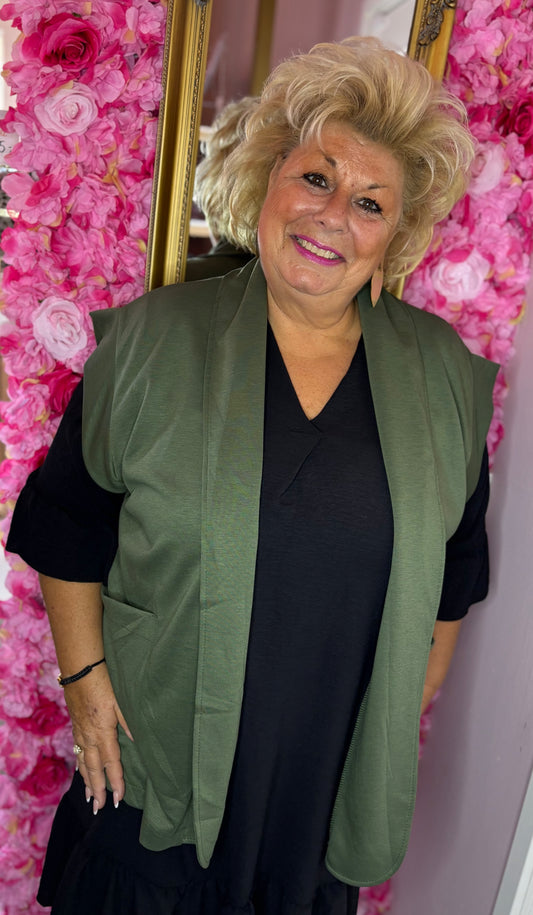 Gilet Daily Leger Groen Plus Size Maat 50 t/m 58