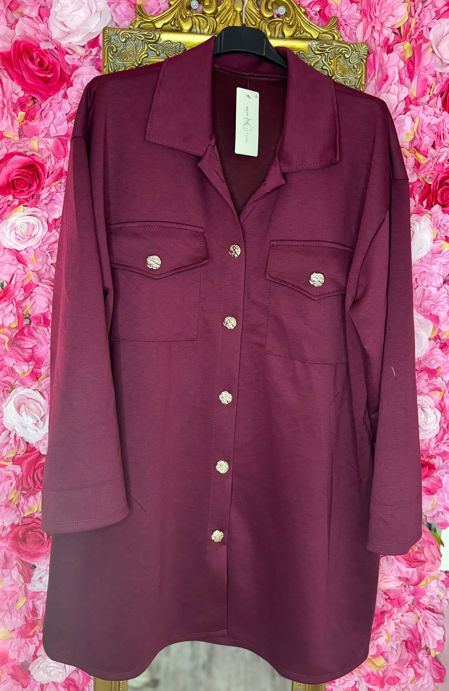 Blouse Comfy Bordeaux Plus Size maat 44 t/m 52 (dicht)