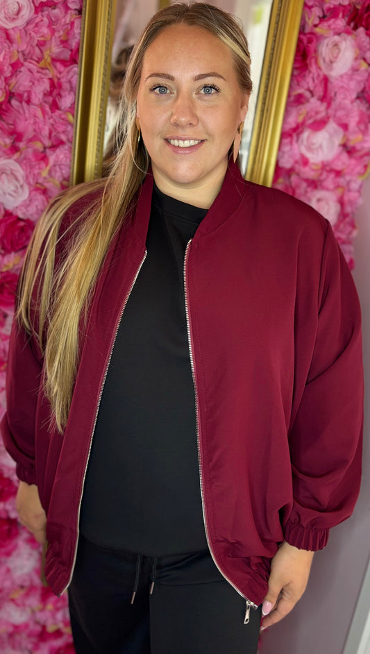 Bomber Jas Soft Bordeaux Plus Size maat 44 t/m 52