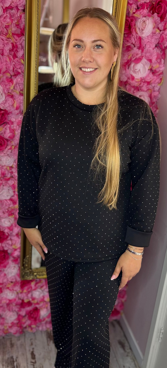 Comfy Set Strass Zwart Plus Size maat 40 t/m 48