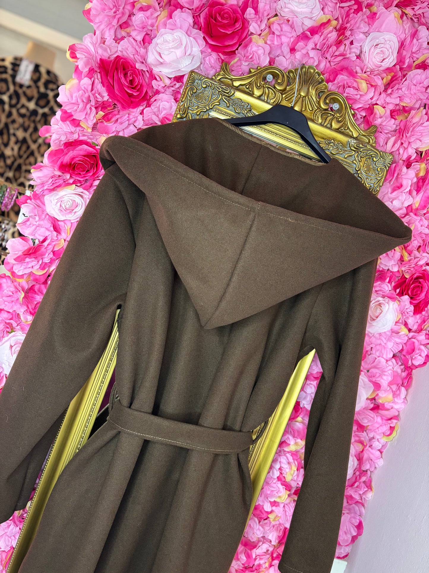 Trenchcoat met Capuchon Bruin Plus Size Maat 44 t/m 52 (dicht)