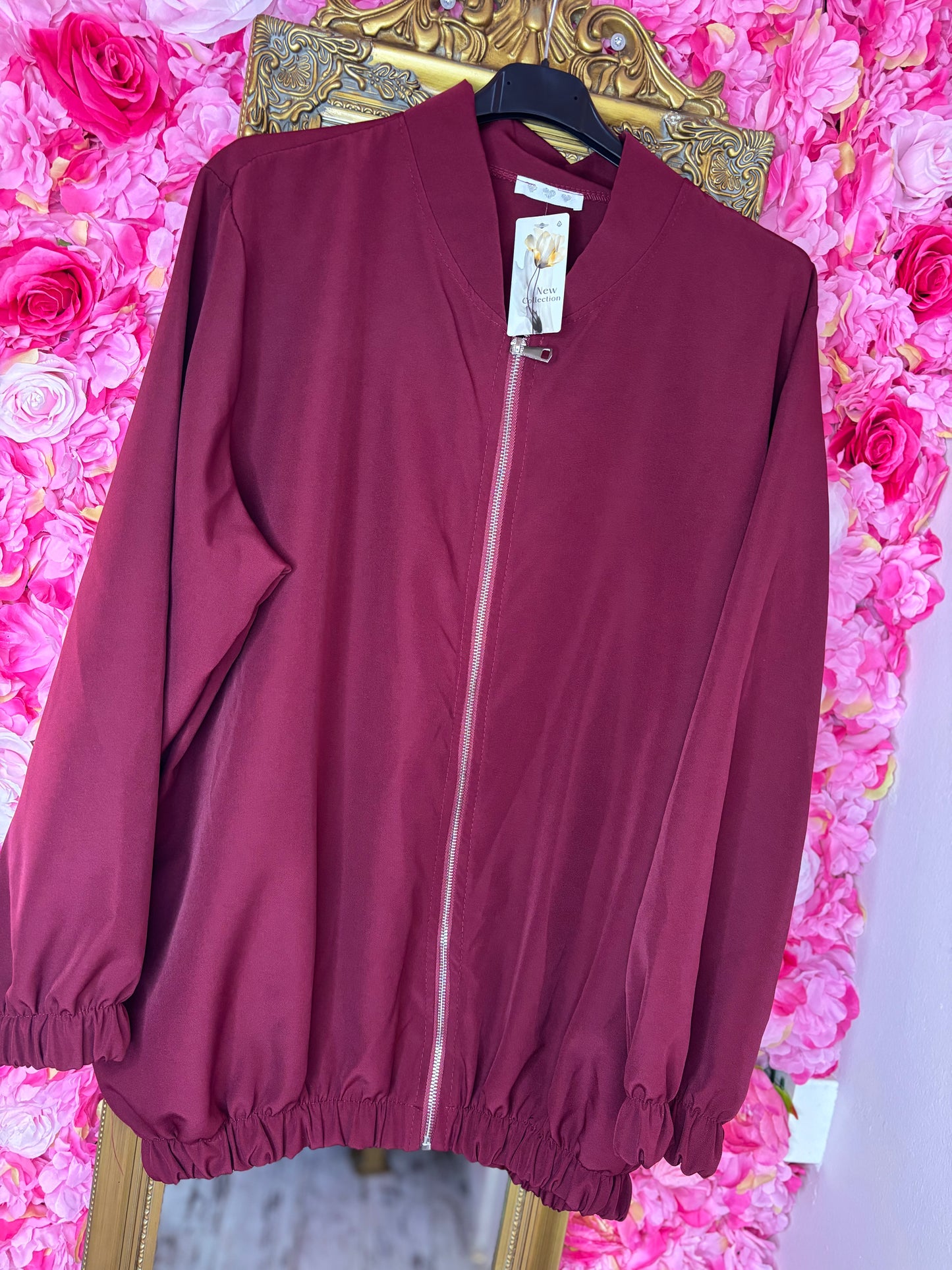 Bomber Jas Soft Bordeaux Plus Size maat 44 t/m 52