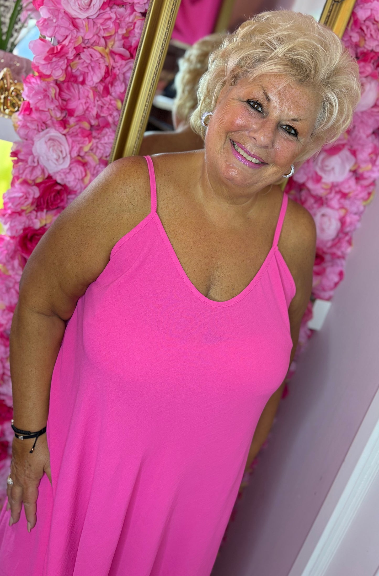 Jurk Long Basic A-lijn Fuchsia Plus Size Maat 48 t/m 54
