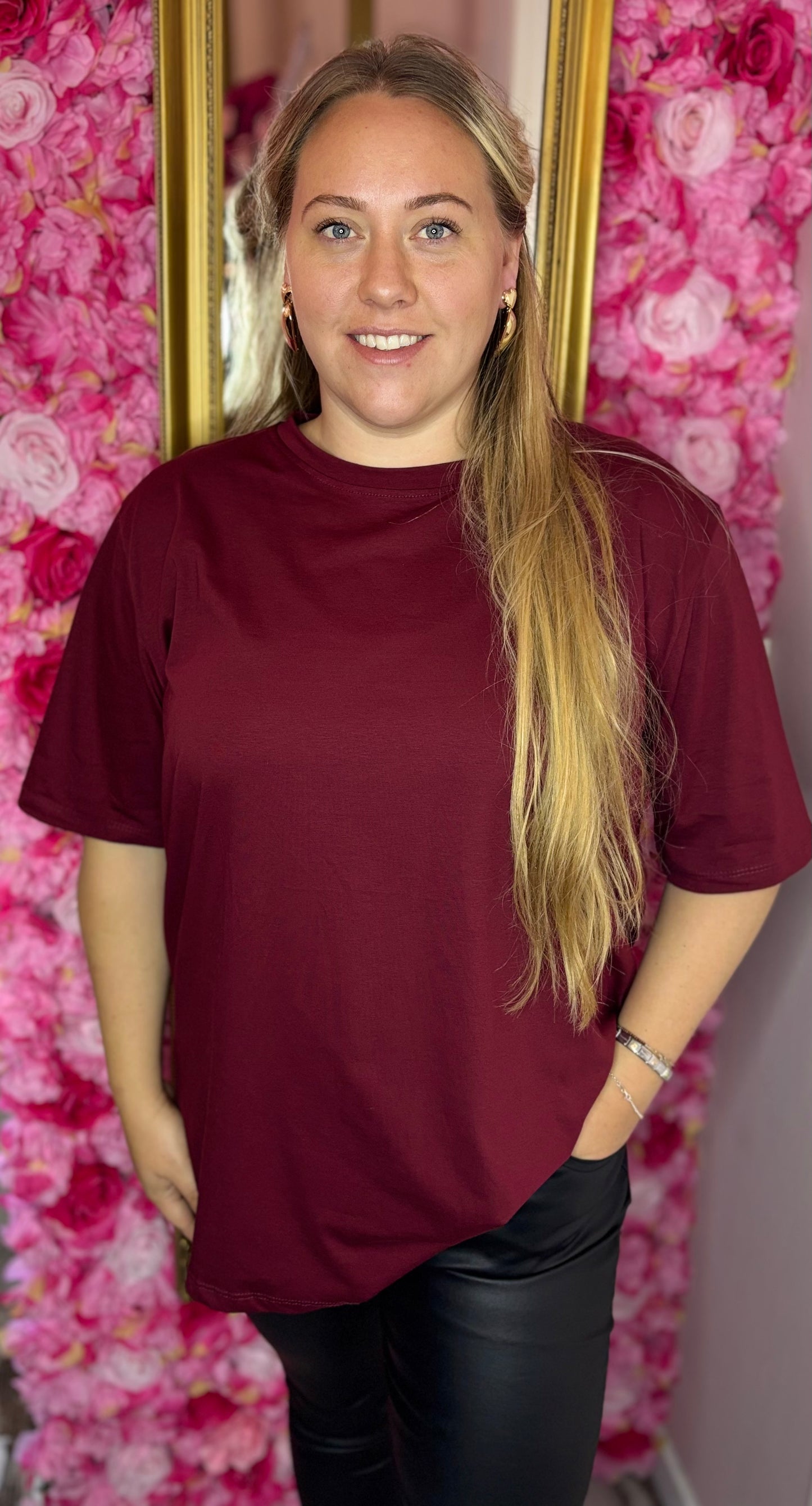 T-Shirt Basic Bordeaux Plus Size tot Maat 48