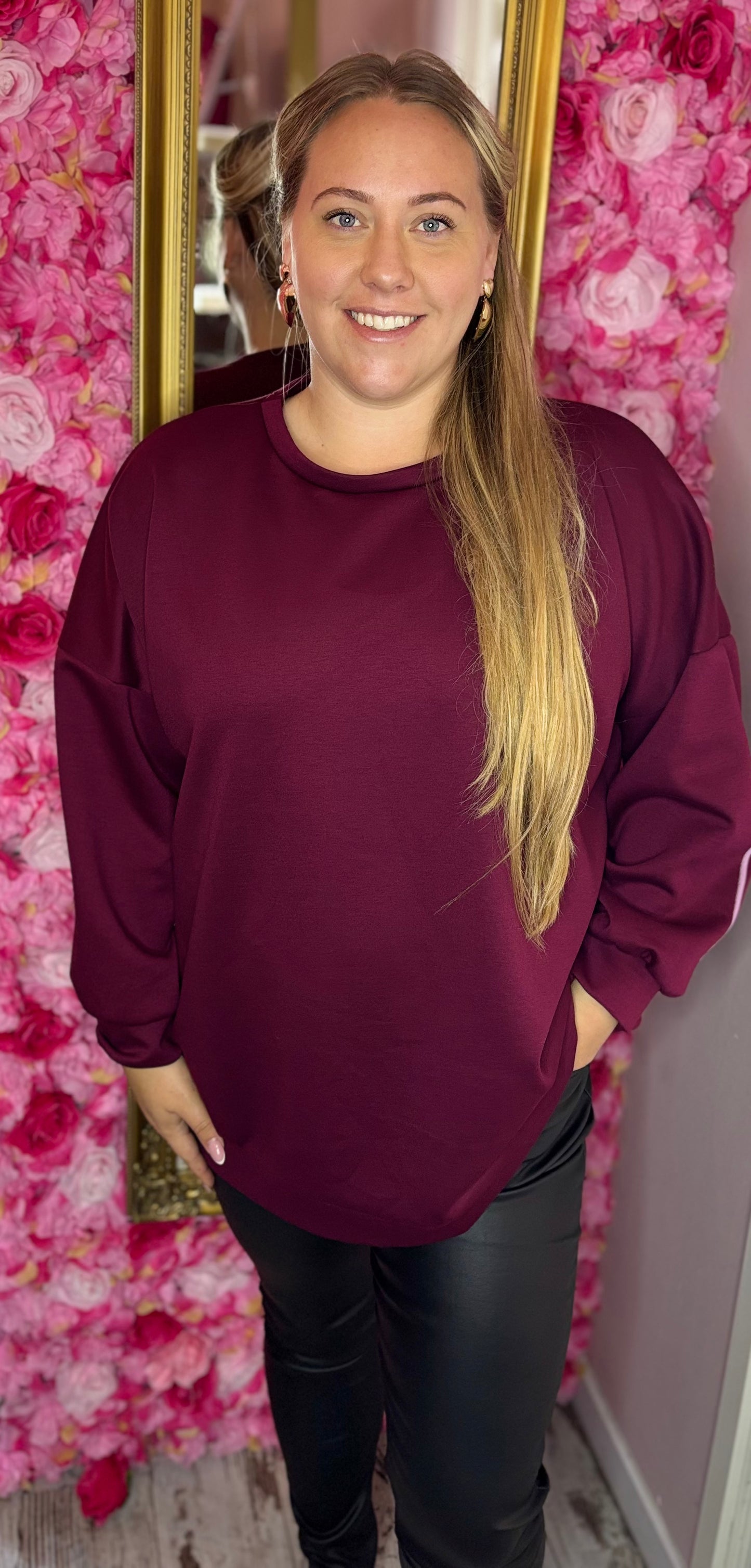 Trui Flori Bordeaux Plus Size Maat 44 t/m 52