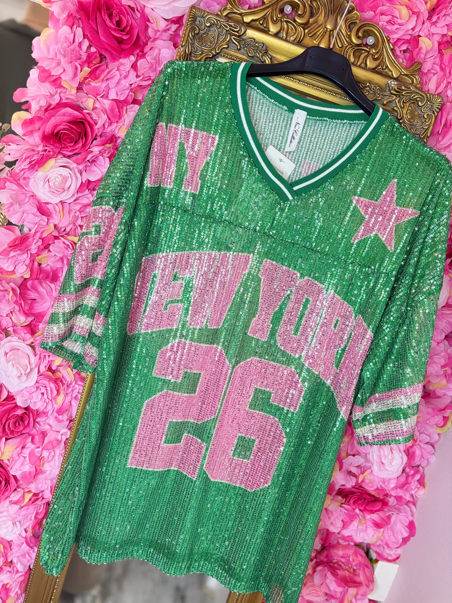 T-shirt Glamour New York High Groen Plus Size t/m 48